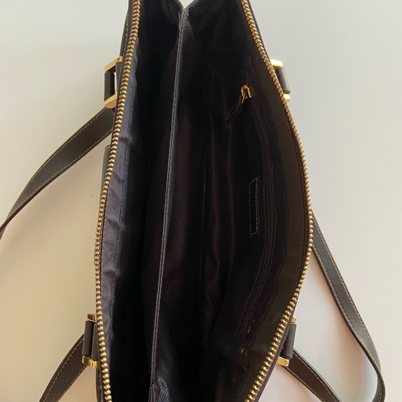 Vintage Y2K Baguette Ralph Lauren Brown Leather Shoulder Bag Double Handle - Picture 6 of 10